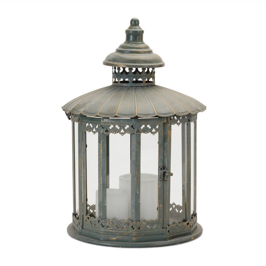 Melrose International Ornate Round Brushed Metal Lantern 20"H