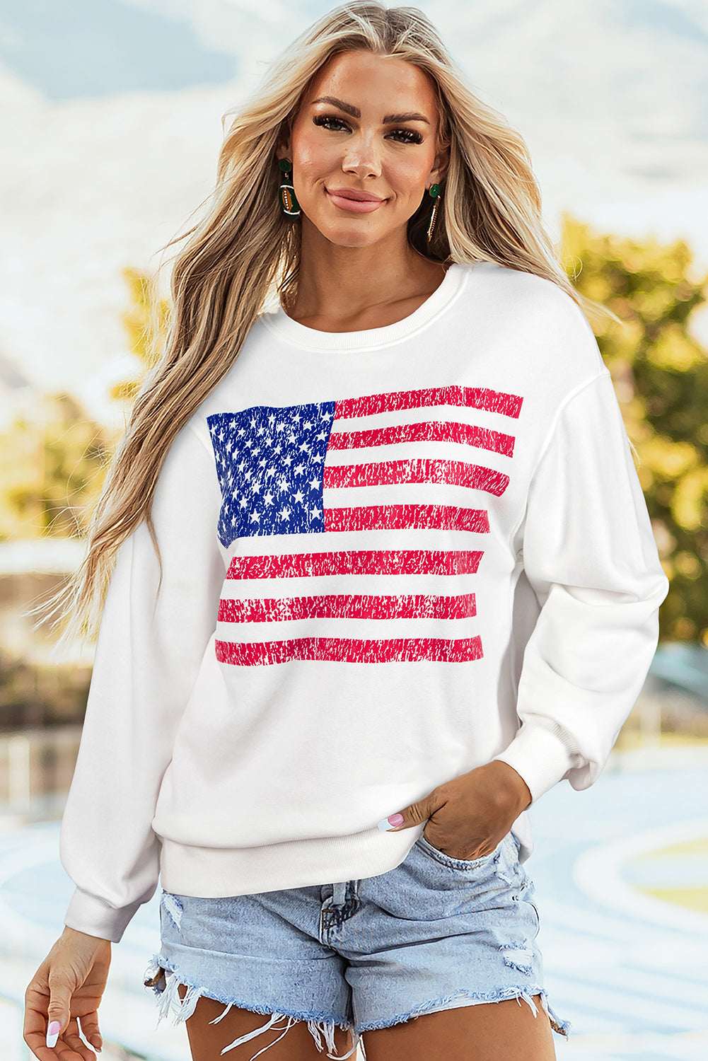 Gianna Drop Shoulder Loose Sweatshirt - White / L - 12/14
