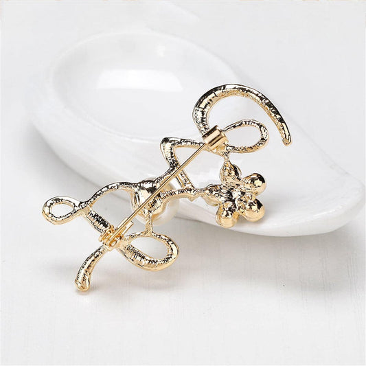 Cubic Zirconia & Goldtone 'Love' Brooch