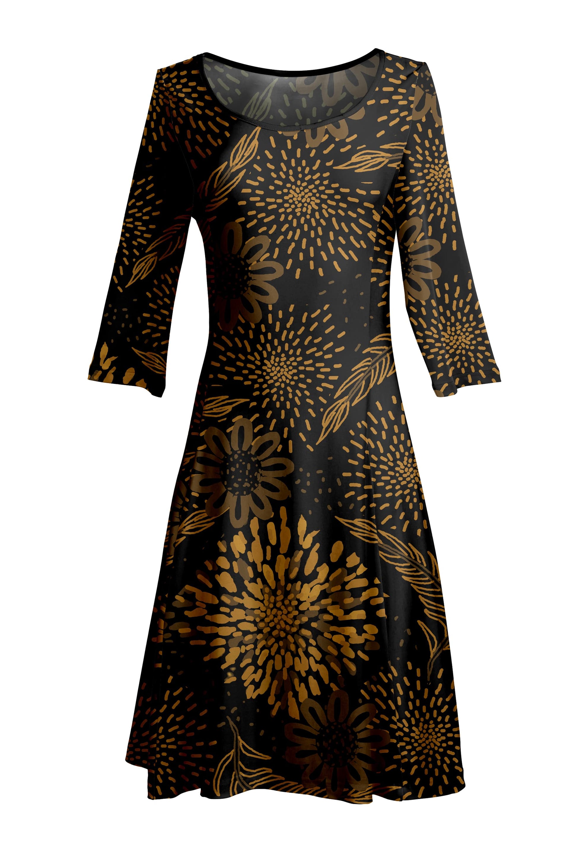 black and gold fit and flare dress Farrah Fit And Flare Mini Dress - Black/Rose Gold
