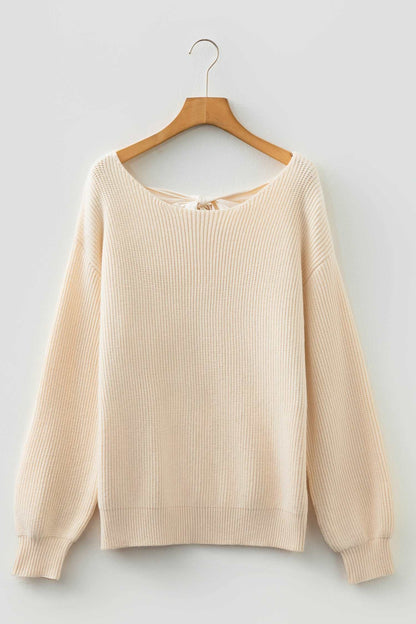 Rosalina Backless Drop Shoulder Sweater - Beige / L - 12/14