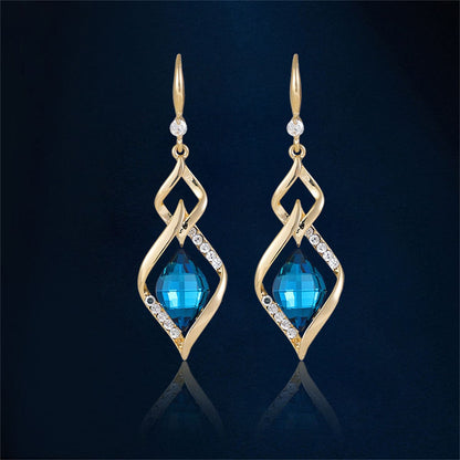 Cubic Zirconia & Blue Crystal Drop Earrings