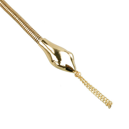 Goldtone Snake Chain Ankle-To-Ring Anklet