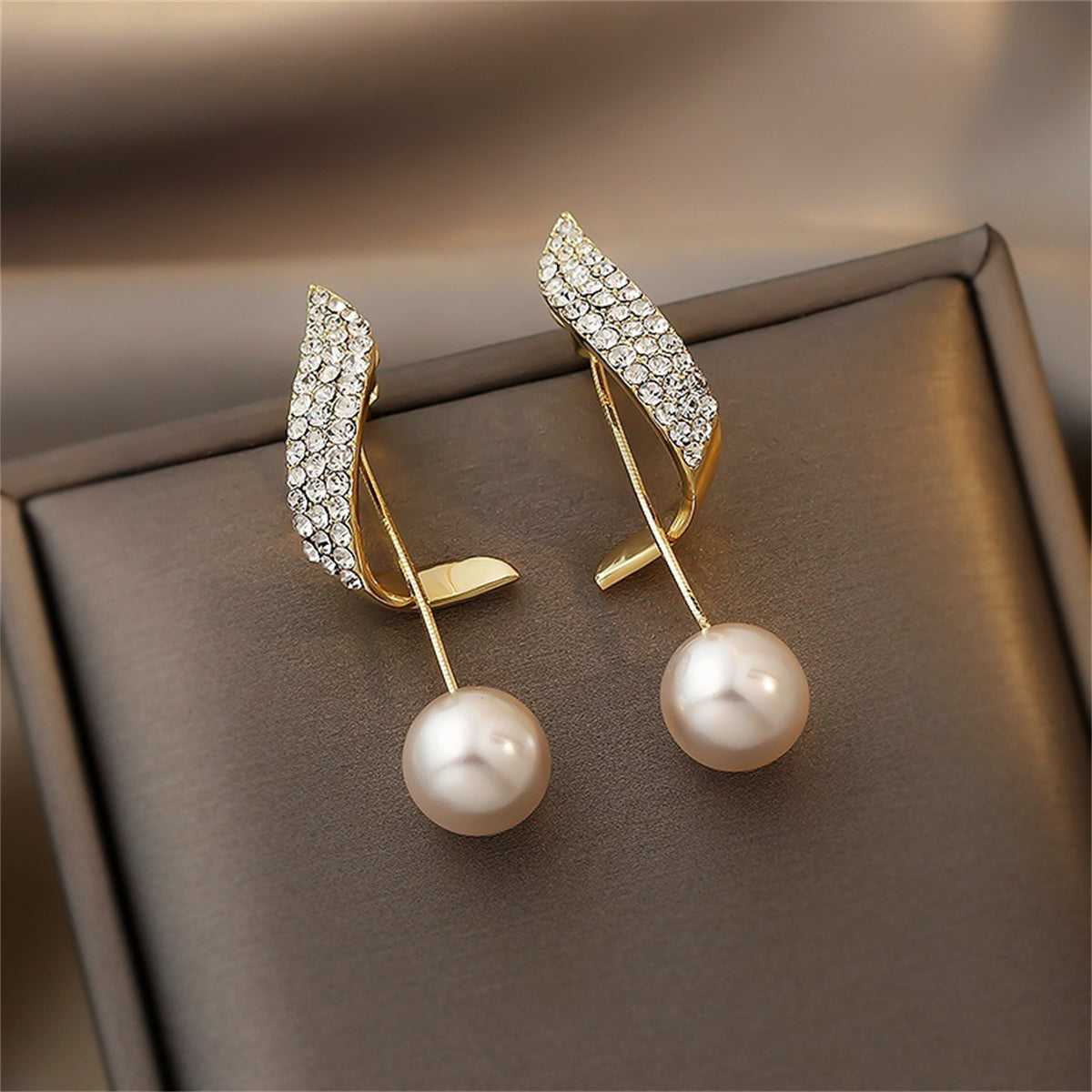 Pearl & Cubic Zirconia Goldtone Embellished Wing Ear Jackets