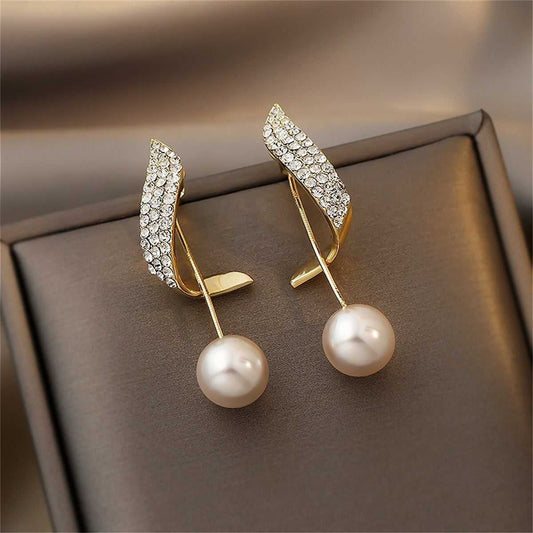 Pearl & Cubic Zirconia Goldtone Embellished Wing Ear Jackets
