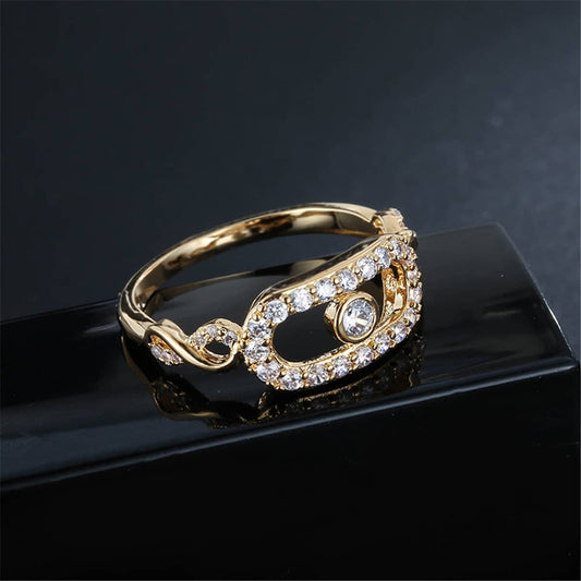 Cubic Zirconia & Goldtone Eye Ring-1