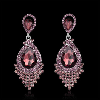 Red Pear Crystal & Cubic Zirconia Drop Earrings