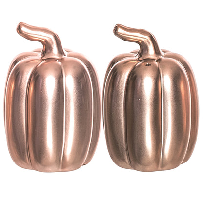 Dolomite Gold Harvest Metallic Pumpkins Salt and Pepper Shakers Set of 2 for Fall Decor