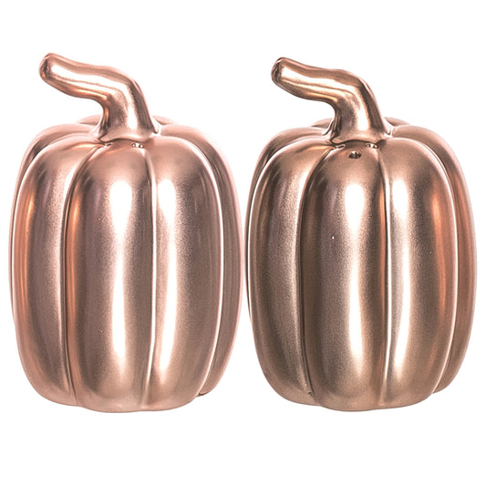 Dolomite Gold Harvest Metallic Pumpkins Salt and Pepper Shakers Set of 2 for Fall Decor
