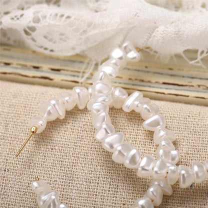 Pearl & Goldtone Hoop Earrings