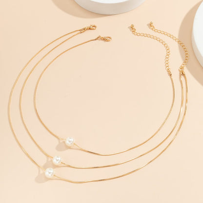 Pearl & Goldtone Layered Necklace Set