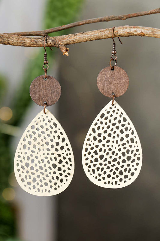 Threaded Pear Cut-Out Water Drop Hook Earrings
