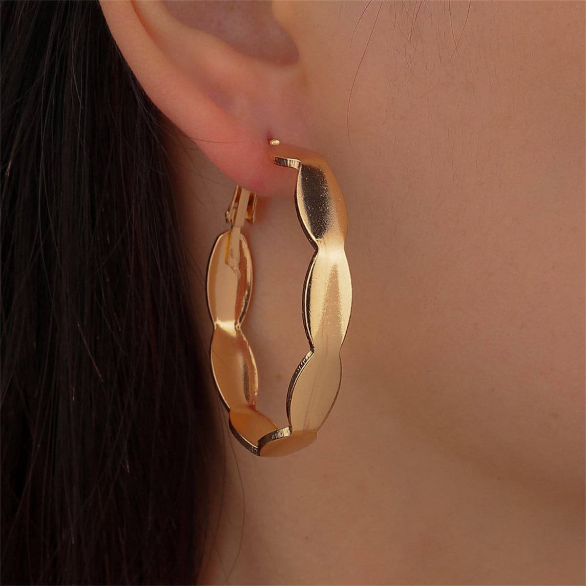 Goldtone Wave Hoop Earrings