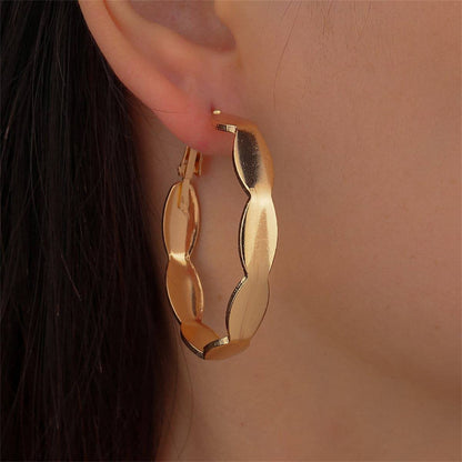 Goldtone Wave Hoop Earrings