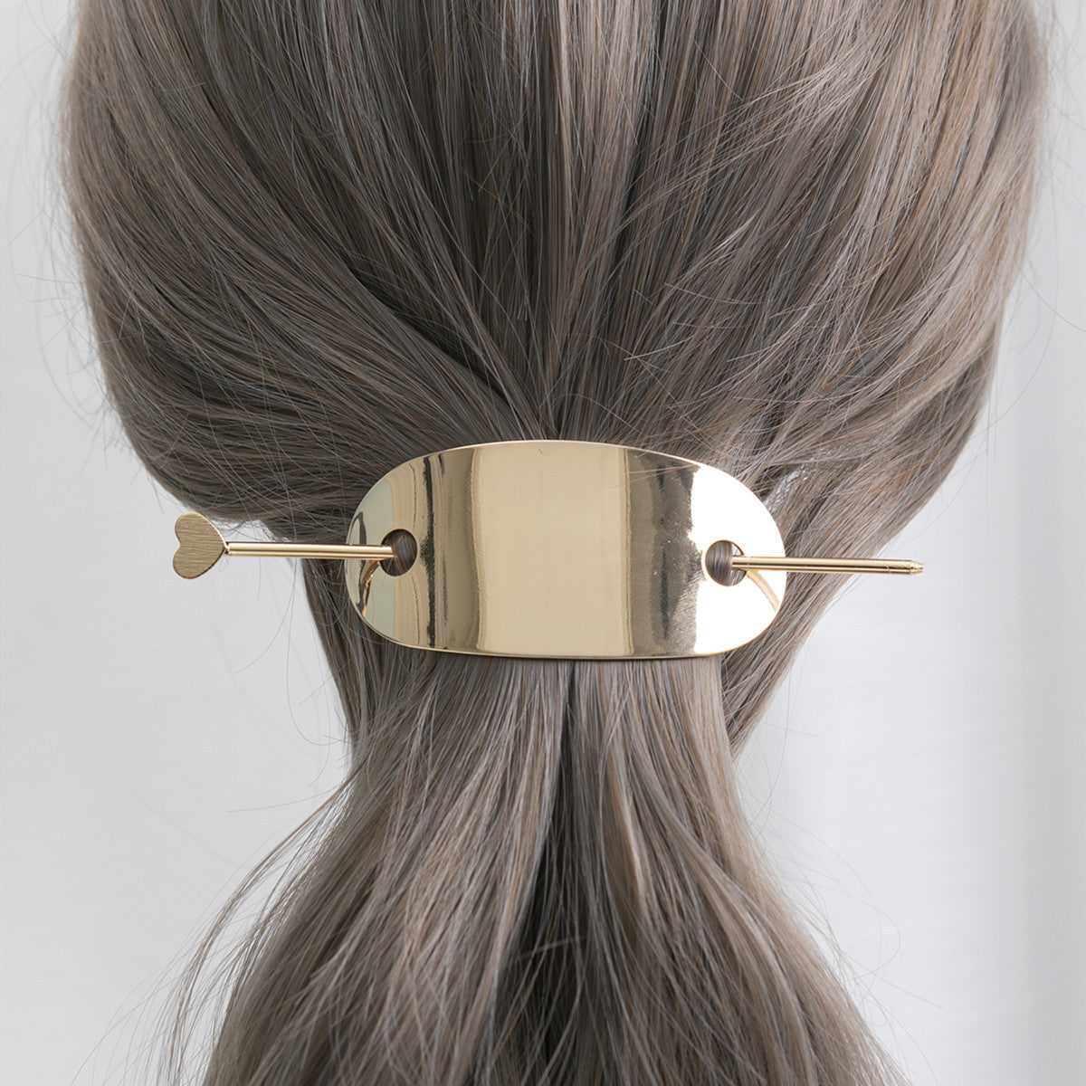 Goldtone Curved Plate & Stick Hair Clip