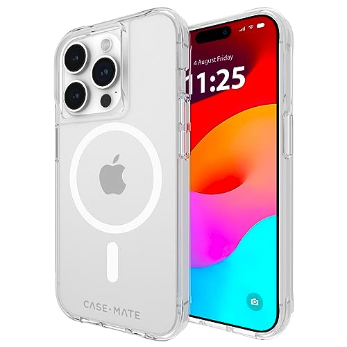 Case-Mate Tough Iphone 15 Pro Case - Clear [12ft Drop Protection] [Compatible with Magsafe] Magnetic Phone Case for Iphone 15 Pro 6.1", Shockproof Cover with Anti Yellowing, Anti Scratch Tech