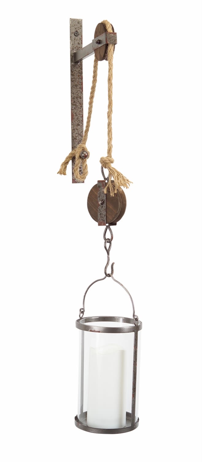 Melrose International Industrial Pulley Mounted Canister Candleholder