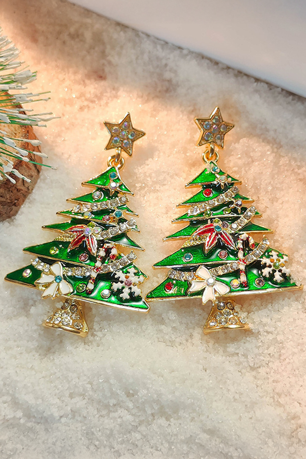 Anne Star Christmas Tree Earrings - Bright Green / ONE