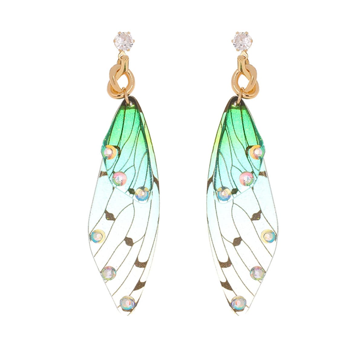 Cubic Zirconia & Pearl Butterfly-Wing Drop Earrings