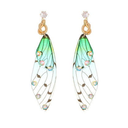 Cubic Zirconia & Pearl Butterfly-Wing Drop Earrings
