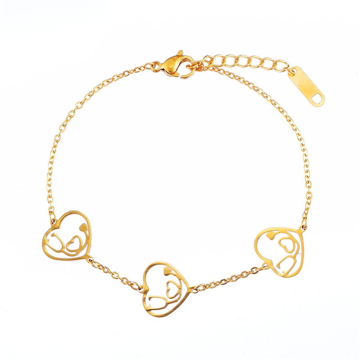 Goldtone Stethoscope Heart Charm Bracelet