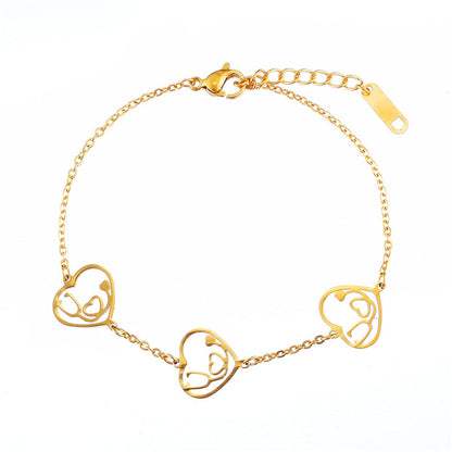 Goldtone Stethoscope Heart Charm Bracelet