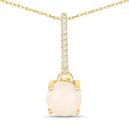 10K Gold Real Opal And Diamond Necklace