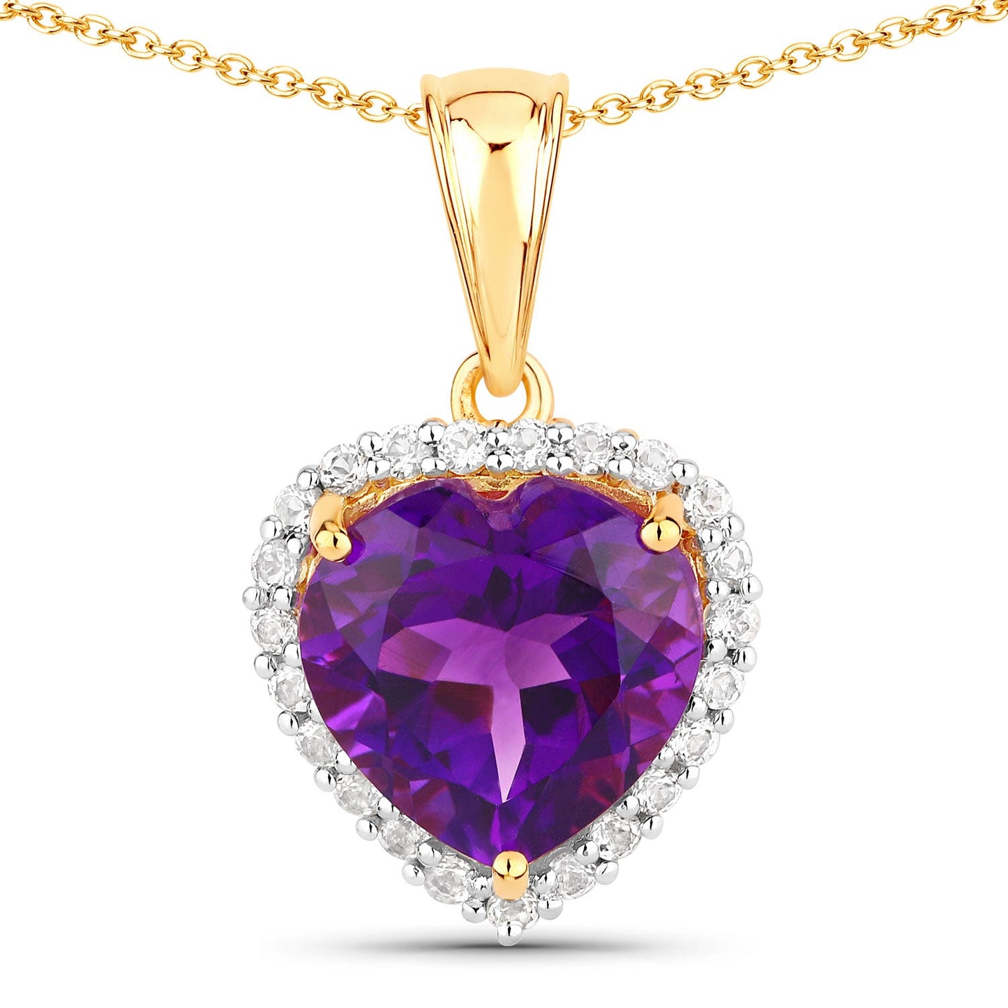 Genuine Amethyst Heart Pendant Necklace