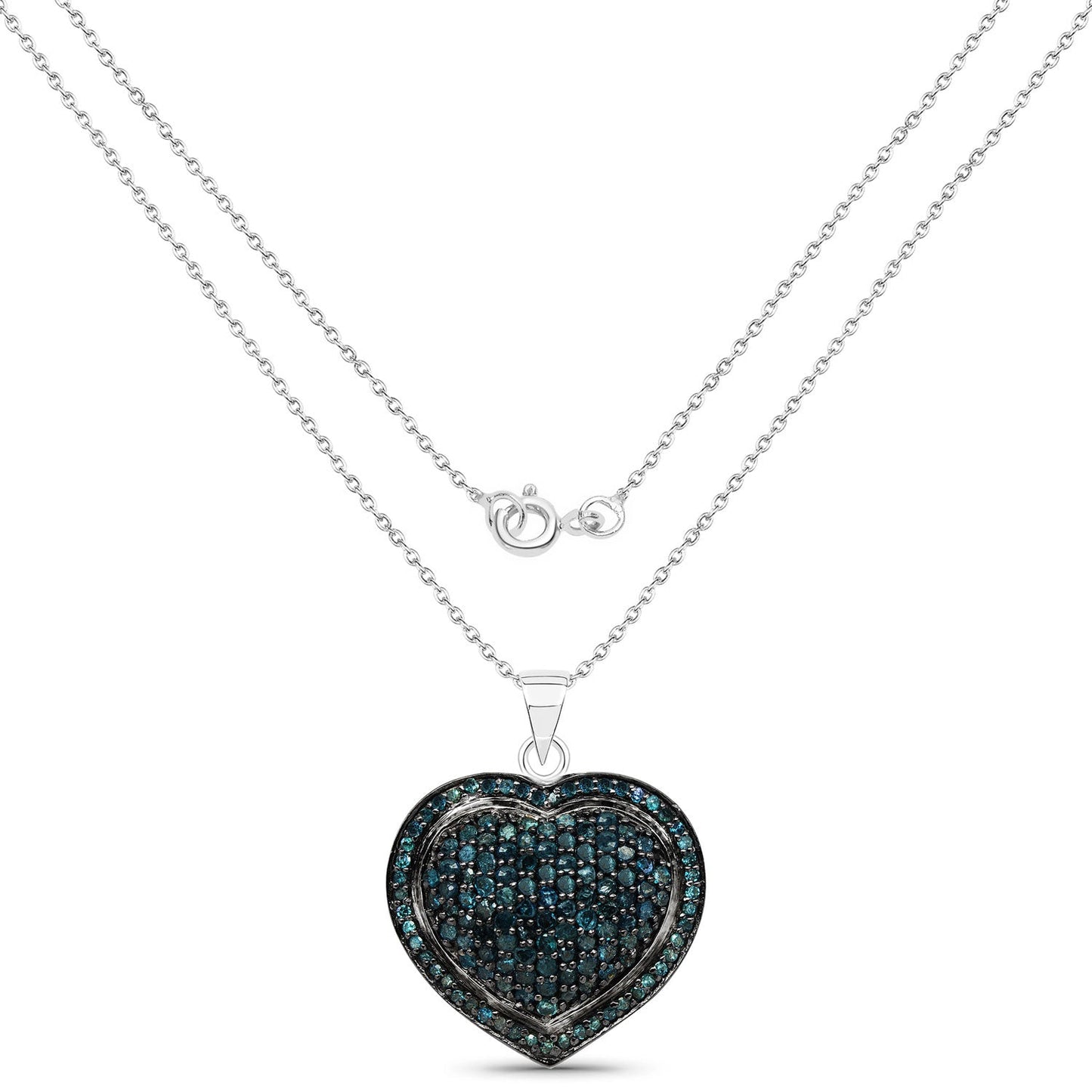 Genuine Blue Diamond Heart Necklace