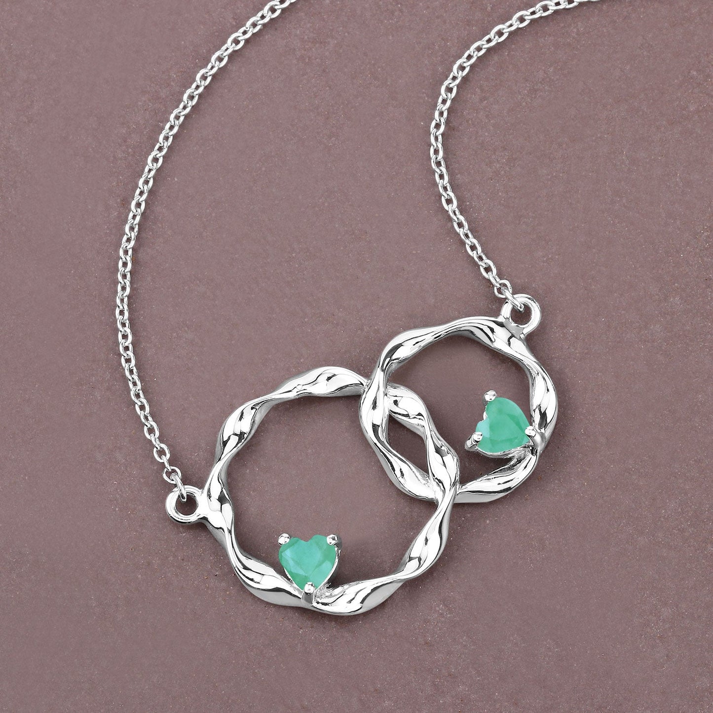 Genuine Emerald Infinity Pendant Necklace