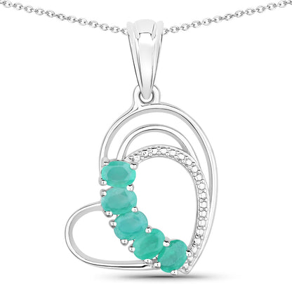 Genuine Heart Shape Emerald Necklace