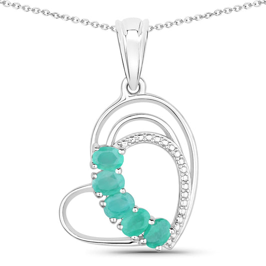 Genuine Heart Shape Emerald Necklace