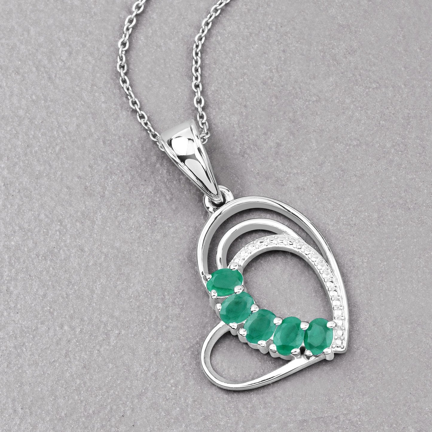 Genuine Heart Shape Emerald Necklace