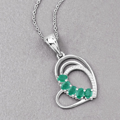 Genuine Heart Shape Emerald Necklace