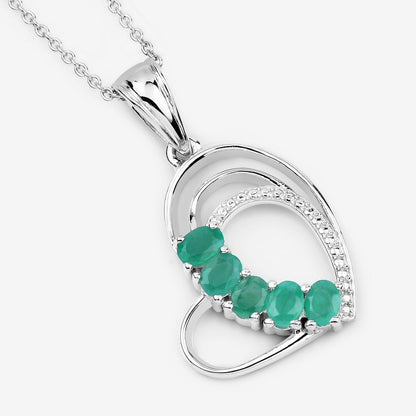 Genuine Heart Shape Emerald Necklace
