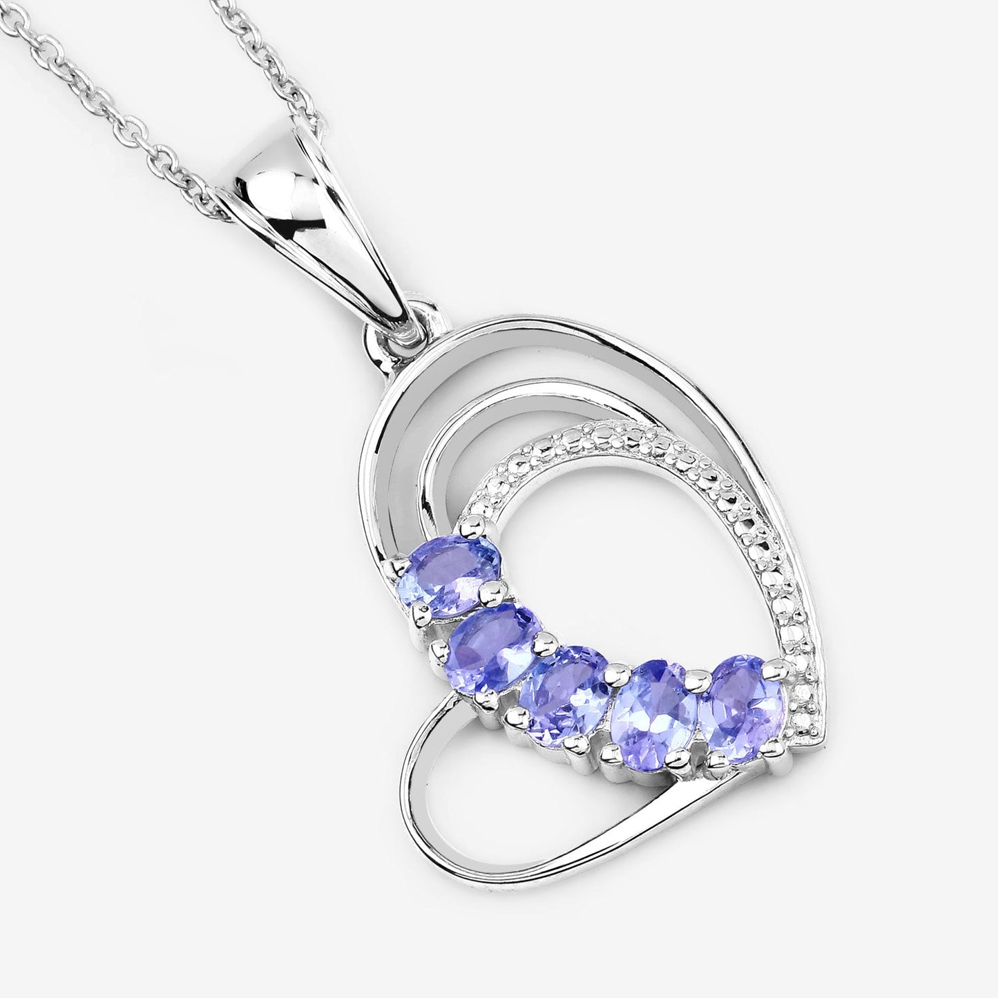 Genuine Tanzanite Heart Pendant Necklace
