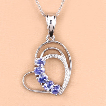 Genuine Tanzanite Heart Pendant Necklace