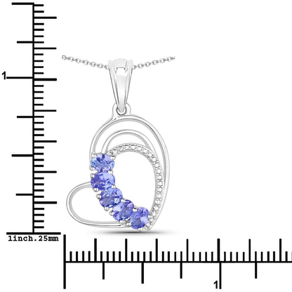 Genuine Tanzanite Heart Pendant Necklace