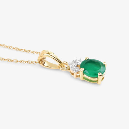 Genuine Zambian Emerald Diamond 10K Yellow Gold Pendant
