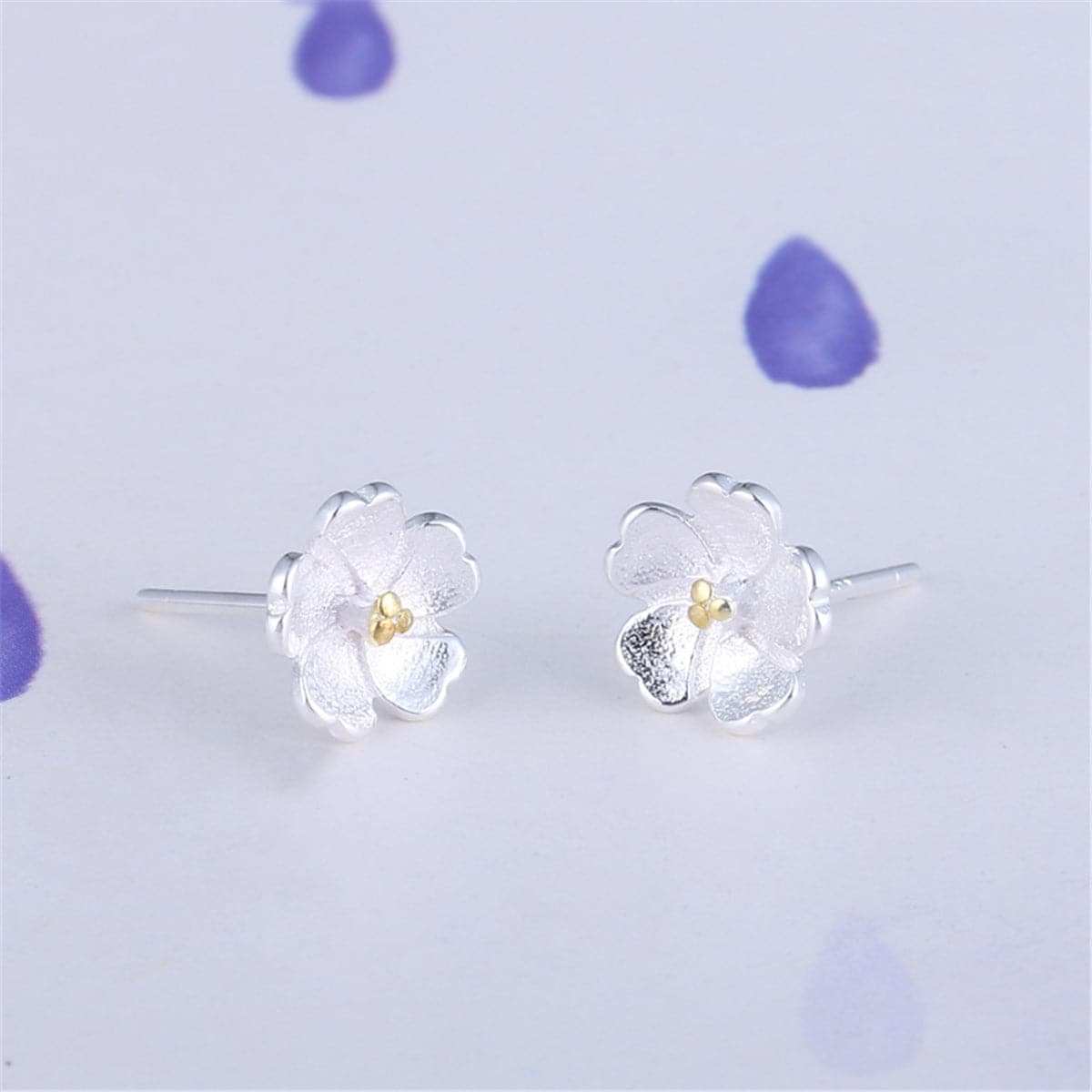 Two-tone Sakura Floral Stud Earrings