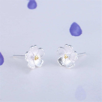 Two-tone Sakura Floral Stud Earrings