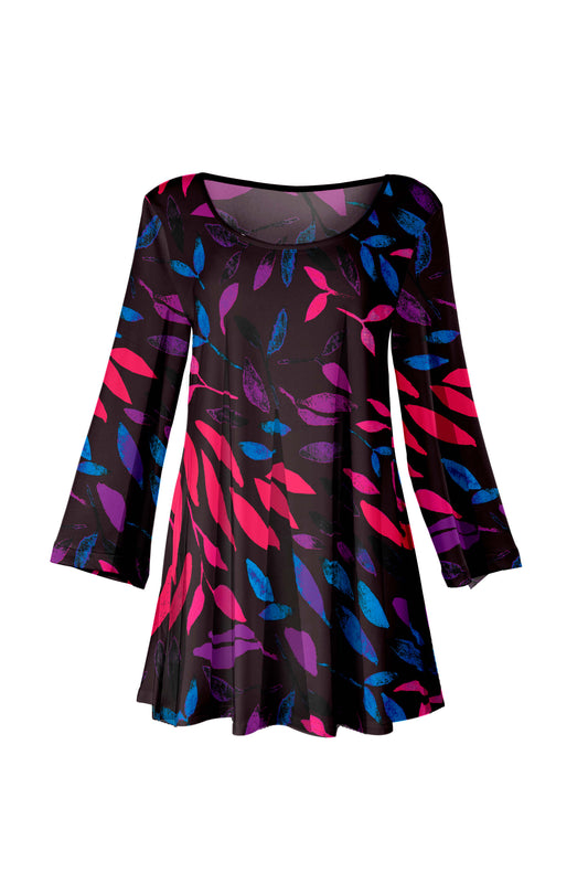 Fuchsia and Black Multicolor Leaf-