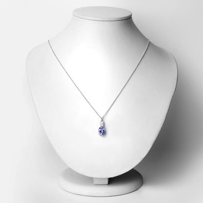 3.56 Cttw Oval Violet Tanzanite and Lab Diamond Rhodium over Silver Solitaire Pendant Necklace
