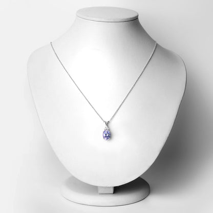 3.92 Cttw Oval Violet Tanzanite and Lab Diamond Rhodium over Silver Solitaire Pendant Necklace