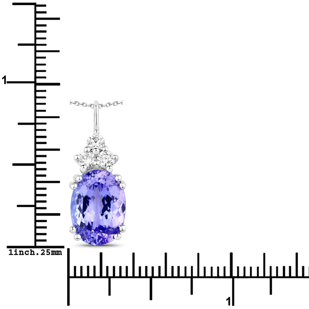 4.81 Cttw Oval Violet Tanzanite Lab Diamond Rhodium over Silver Cocktail Drop Pendant Necklace