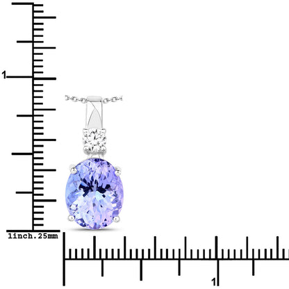 5.20 Cttw Oval Violet Tanzanite Lab Diamond Rhodium over Silver Slide Pendant Necklace
