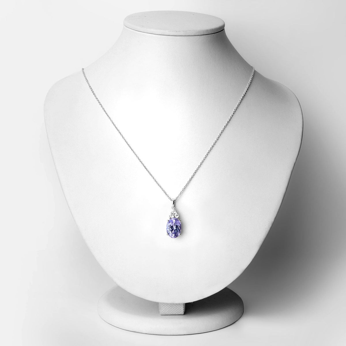 6.60 Cttw Oval Violet Tanzanite Lab Diamond Rhodium over Silver Cocktail Drop Pendant Necklace
