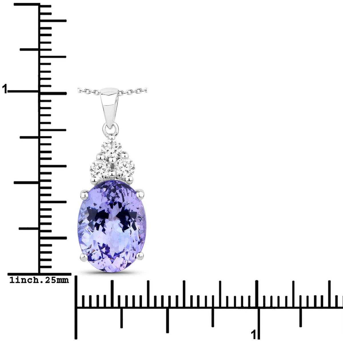 6.60 Cttw Oval Violet Tanzanite Lab Diamond Rhodium over Silver Cocktail Drop Pendant Necklace