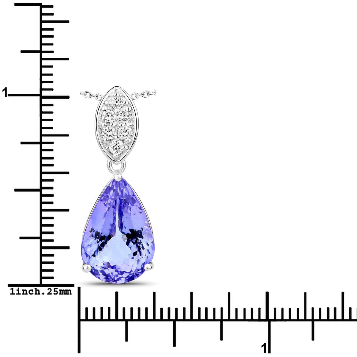 6.82 Cttw Pear Violet Tanzanite Lab Grown Diamond Rhodium over Silver Teardrop Pendant Necklace