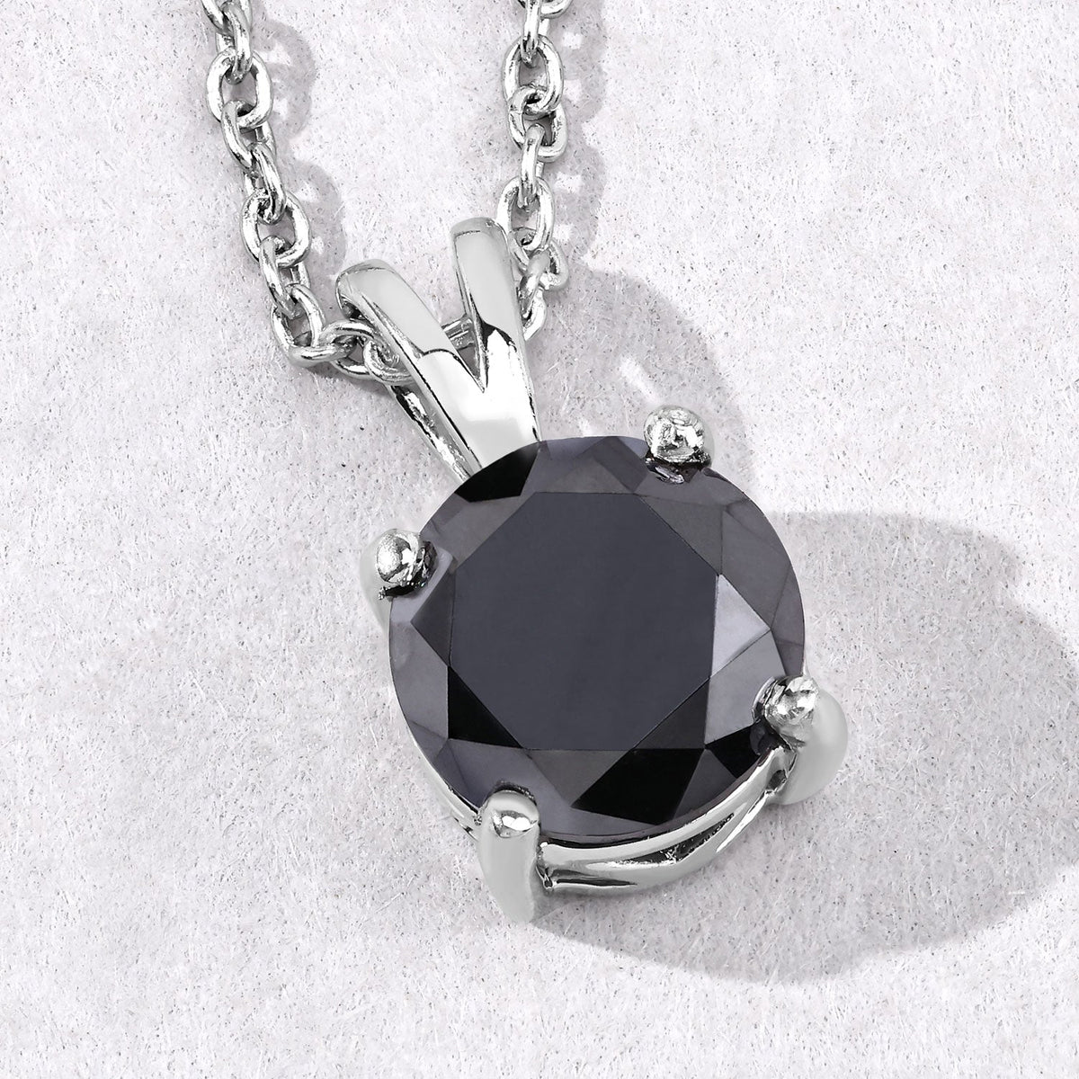 1.81 Cttw Round Black Diamond Rhodium over Silver Solitaire Pendant Necklace